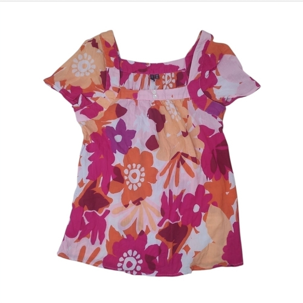 Madison Short Sleeve Colorful Cotton Top Size Medium - Picture 7 of 7